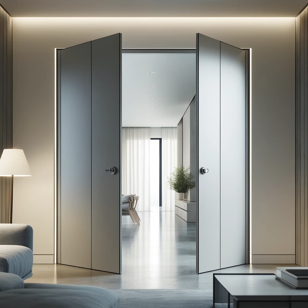 Двухстворчатые межкомнатные двери скрытого монтажа