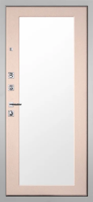 Входная дверь МКМ Гранит Пиано Белая Зеркало