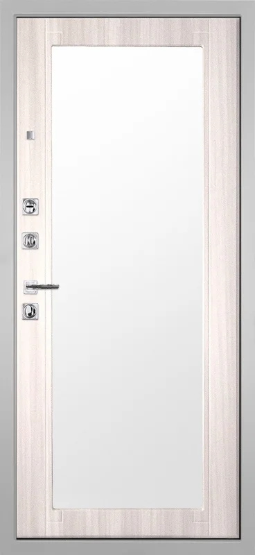 Входная дверь МКМ Гранит Пиано Белая Зеркало