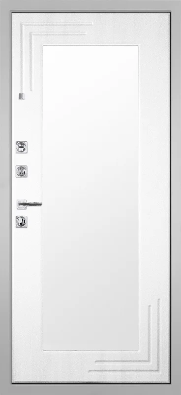 Входная дверь МКМ Гранит Пиано Белая Зеркало