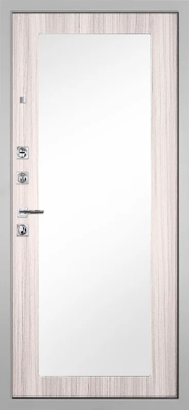 Входная дверь МКМ Гранит Пиано Белая Зеркало