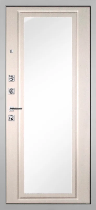 Входная дверь МКМ Гранит Пиано Белая Зеркало