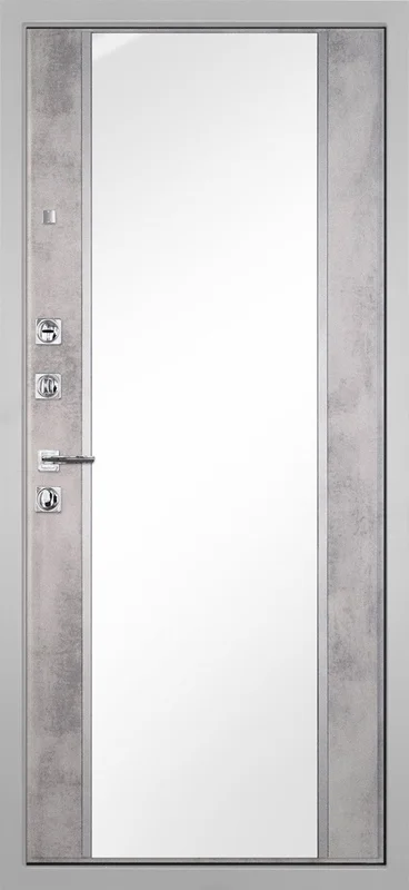 Входная дверь МКМ Гранит Пиано Белая Зеркало