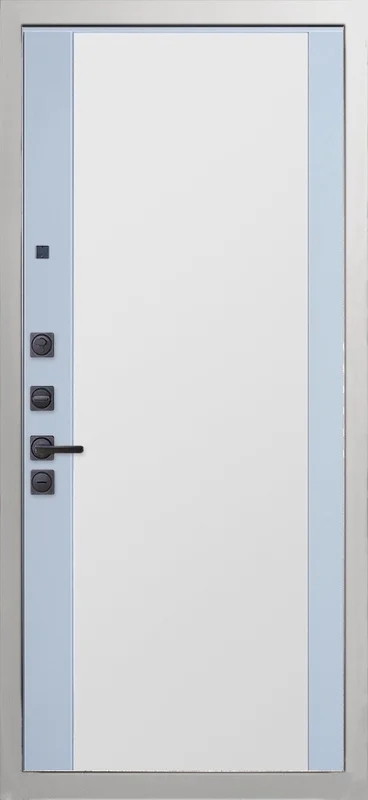 Входная дверь МКМ Гранит Пиано Белая Зеркало