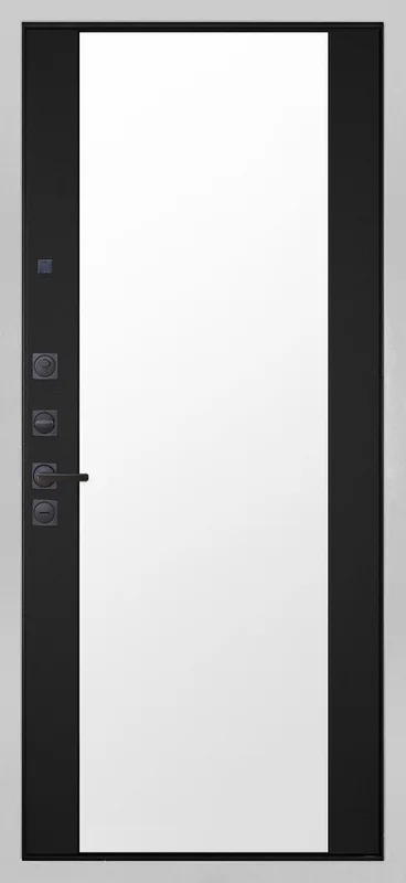 Входная дверь МКМ Гранит Пиано Белая Зеркало