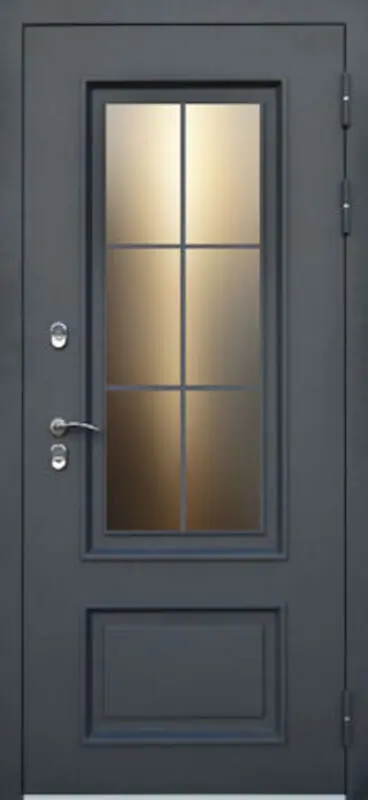 Входная дверь МКМ Броня Бристоль Стеклопакет Термо (RAL 7024)