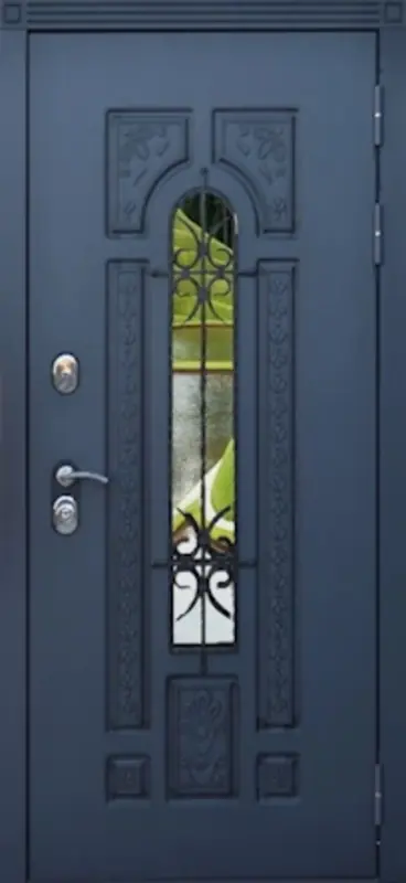 Входная дверь МКМ Броня Лацио Стеклопакет Ковка Термо (RAL 7024)