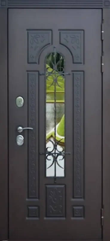 Входная дверь МКМ Броня Лацио Стеклопакет Ковка Термо (RAL 8017)