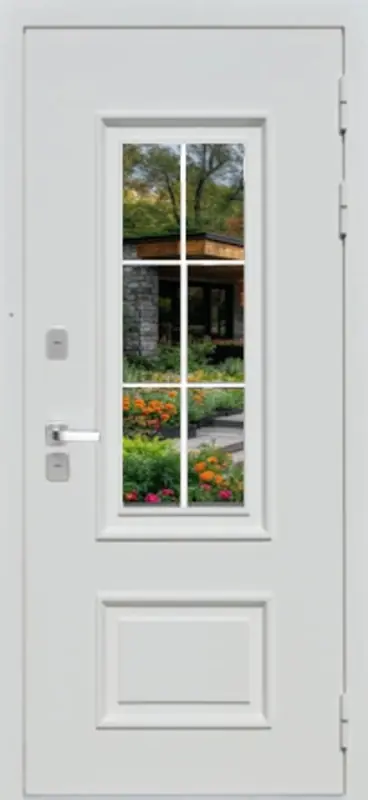 Входная дверь МКМ Люкс 3 Стеклопакет ТЕРМО (Шагрень белая)