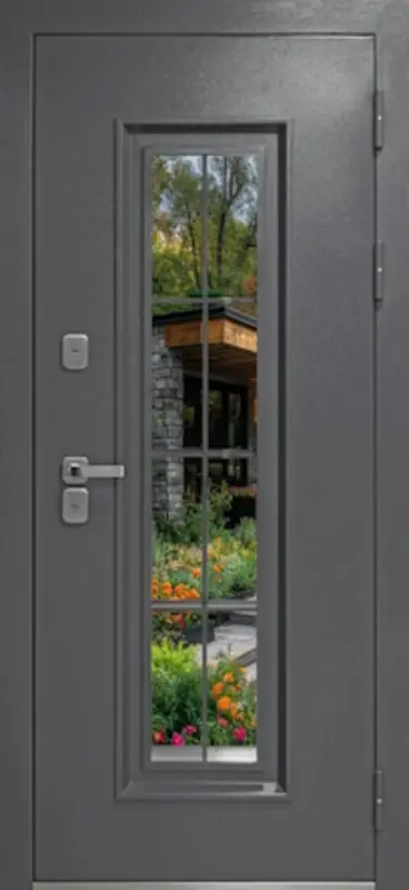 Входная дверь МКМ Люкс 4 Стеклопакет ТЕРМО (Букле антрацит)