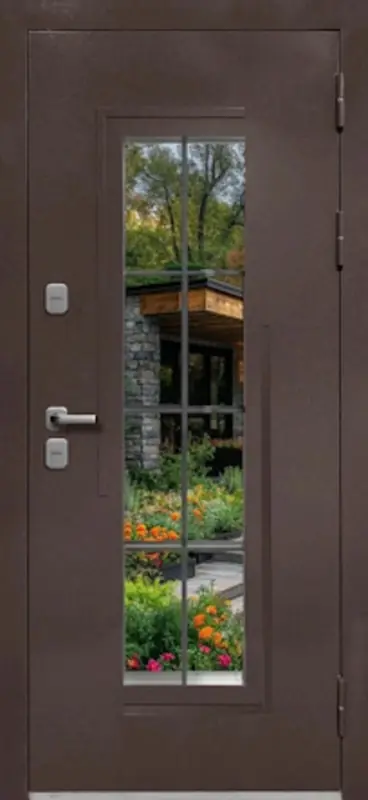 Входная дверь МКМ Люкс 7 Стеклопакет Ковка ТЕРМО (Букле шоколад)